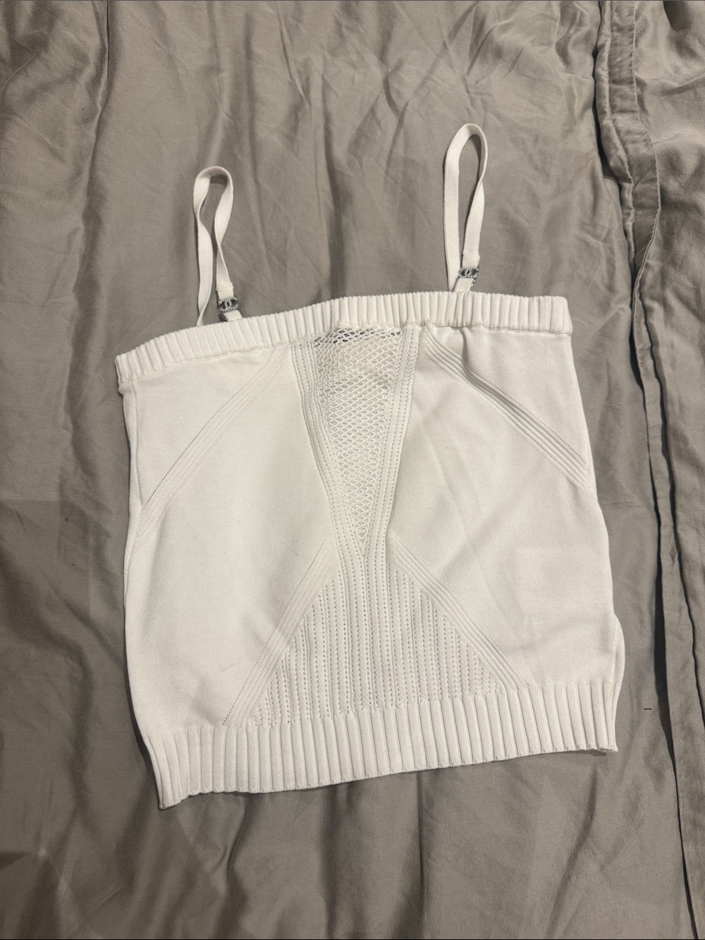 CHANEL White Knit Tank Top